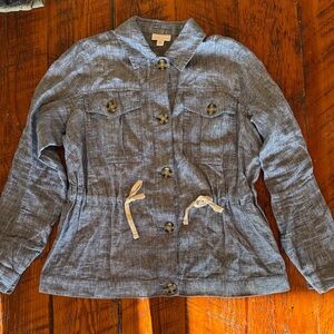 Women's Blue Button-Up J-Jill linen shirt